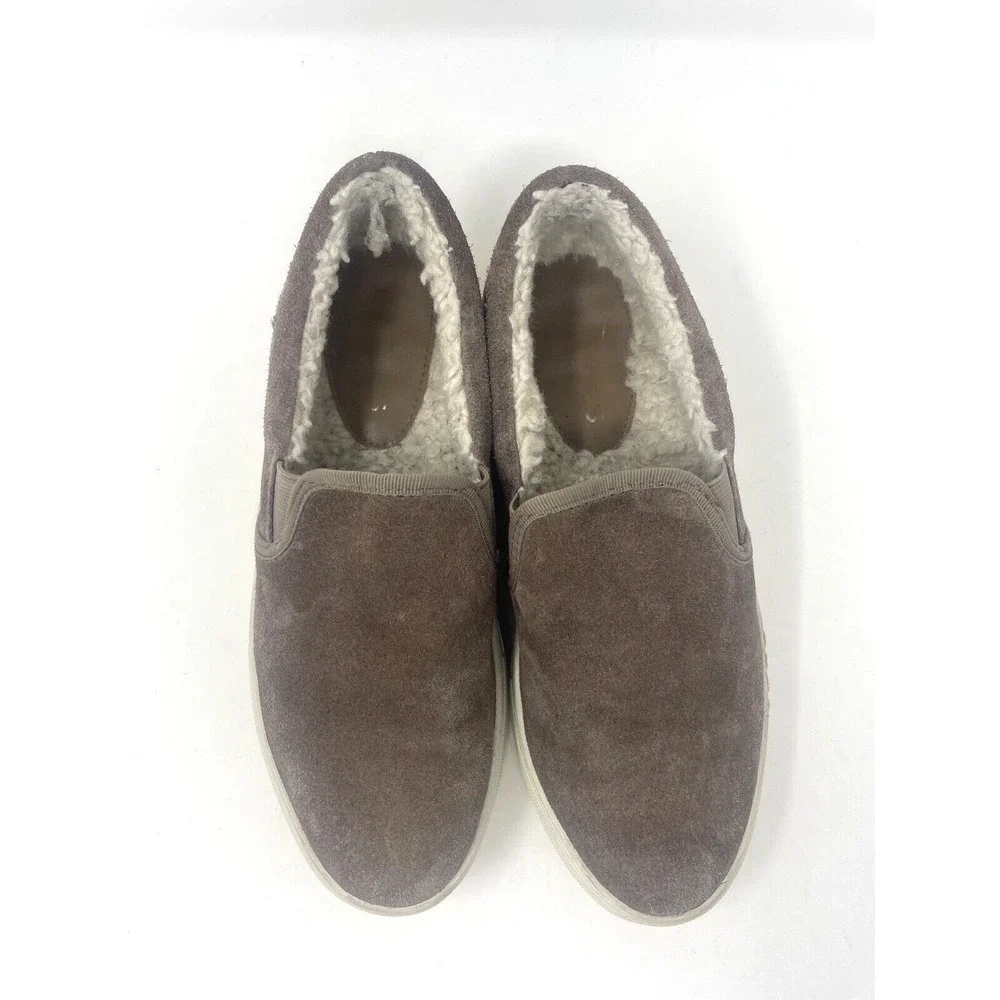 J/Slides Women’s Faux Fur Low Top Platform Sneakers Brown Suede Size 7.5